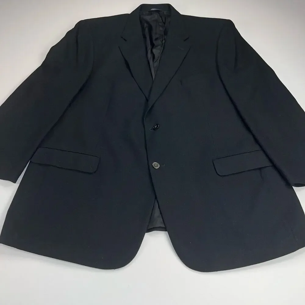 Bill Blass Menswear 100% Cashmere Black Sport Coat Blazer Jacket Luxury Size 48L